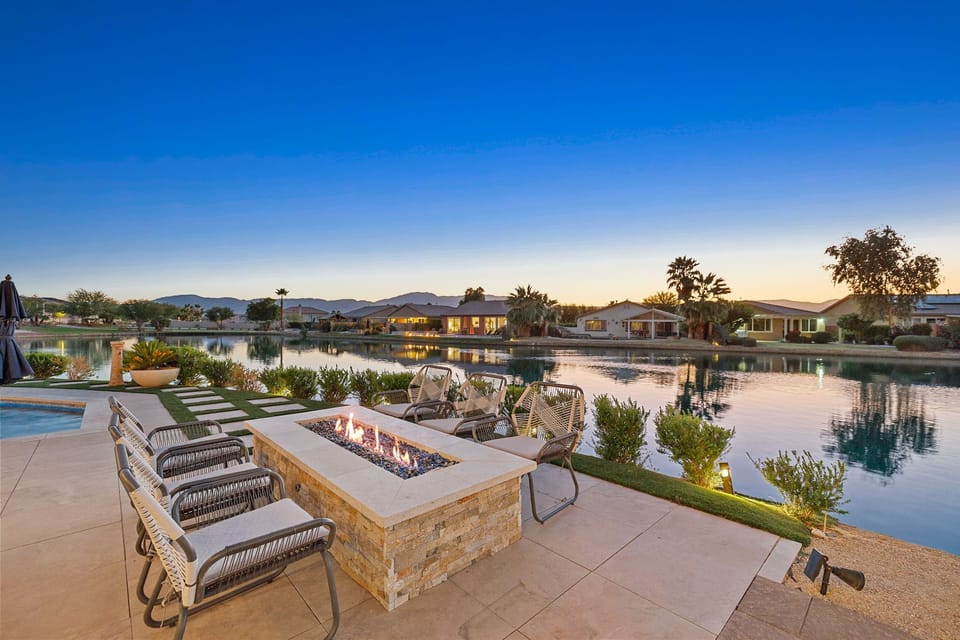 Enjoy sunsets by our lakeside firepit