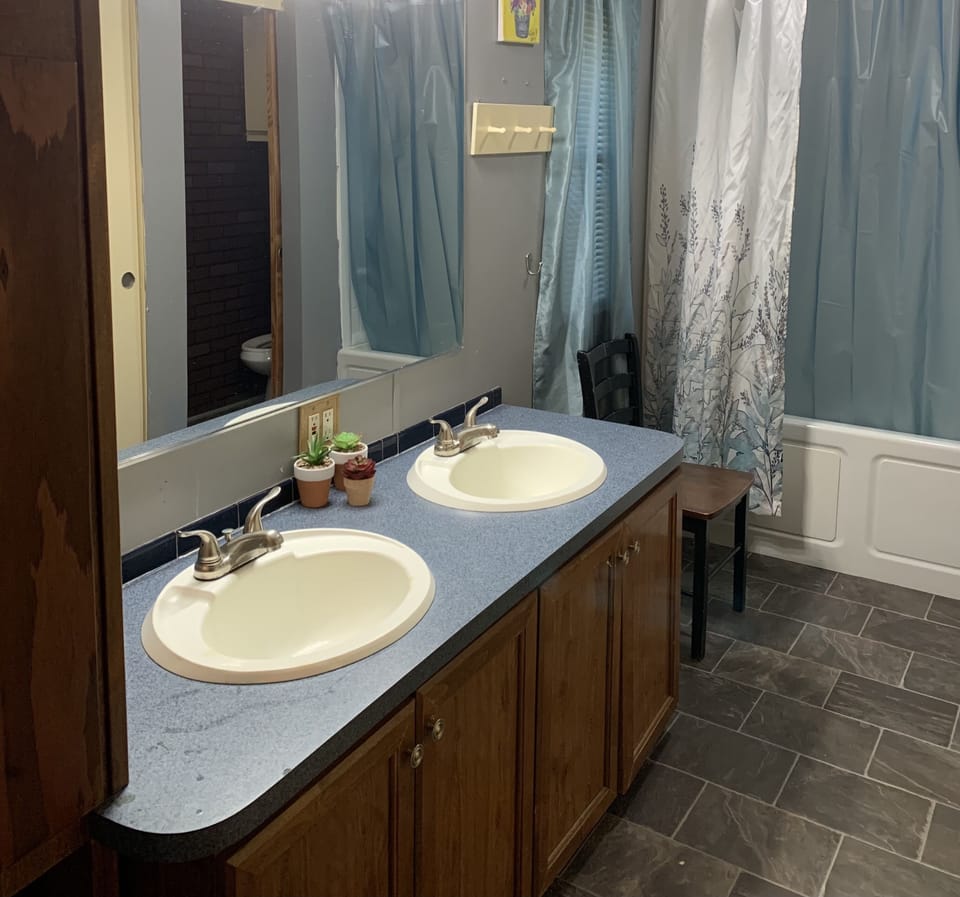 Bathroom #1. Jacuzzi bathtub with shower. Private entrance from bedroom #1