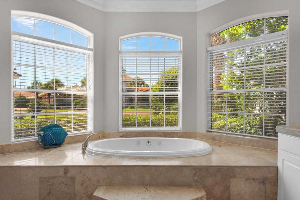 Master bathroom with walk-in shower and tub