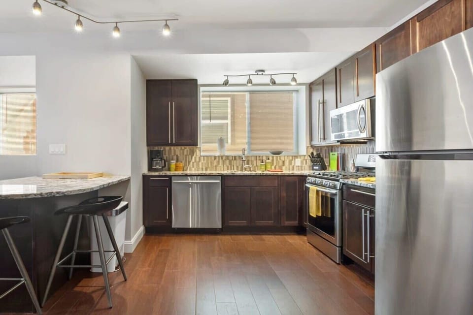 The dine-in kitchen has all the modern amenities and is stocked with everything you might need