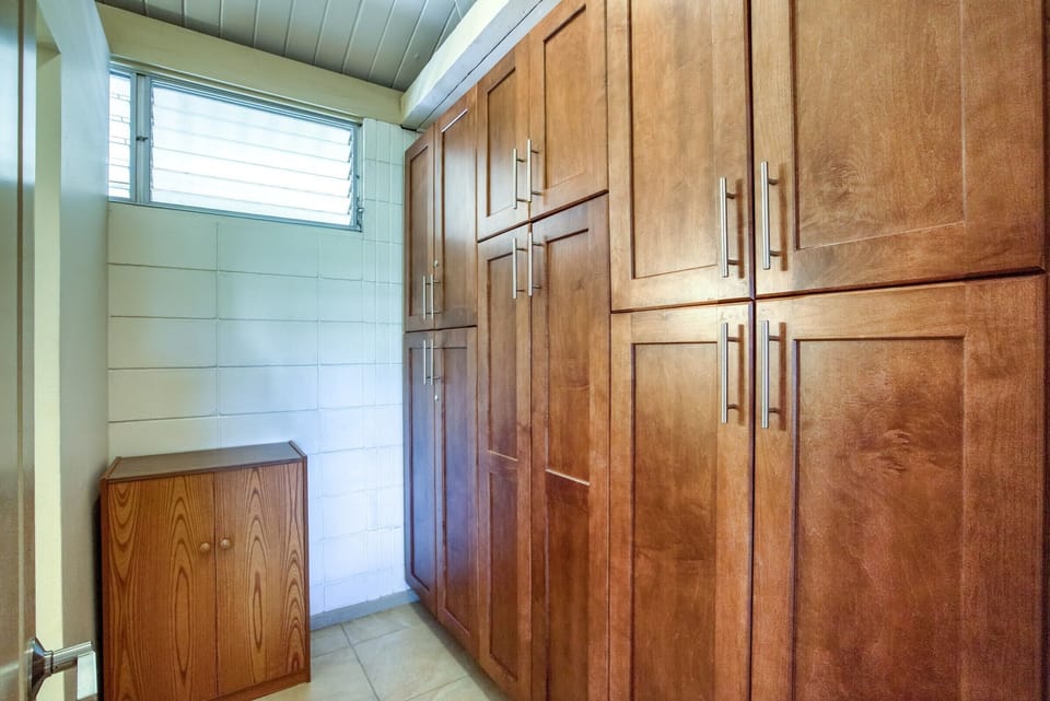 Lots of cabinet space in the primary bedroom bathroom