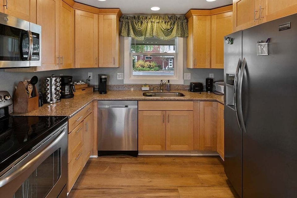 Kitchen with stainless steel appliances and lots of amenities