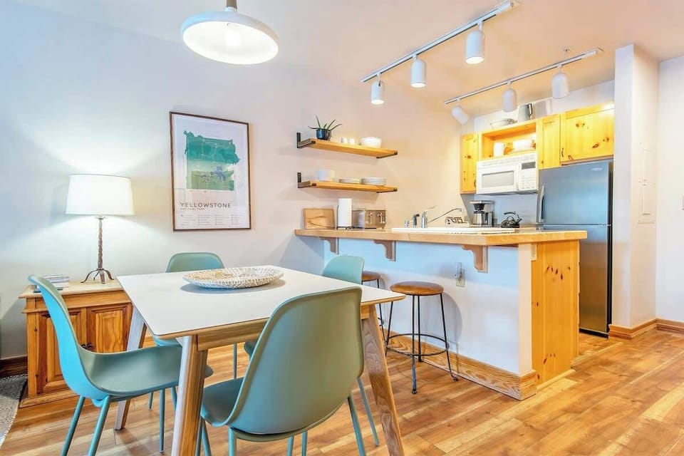 Dining area and kitchen.
