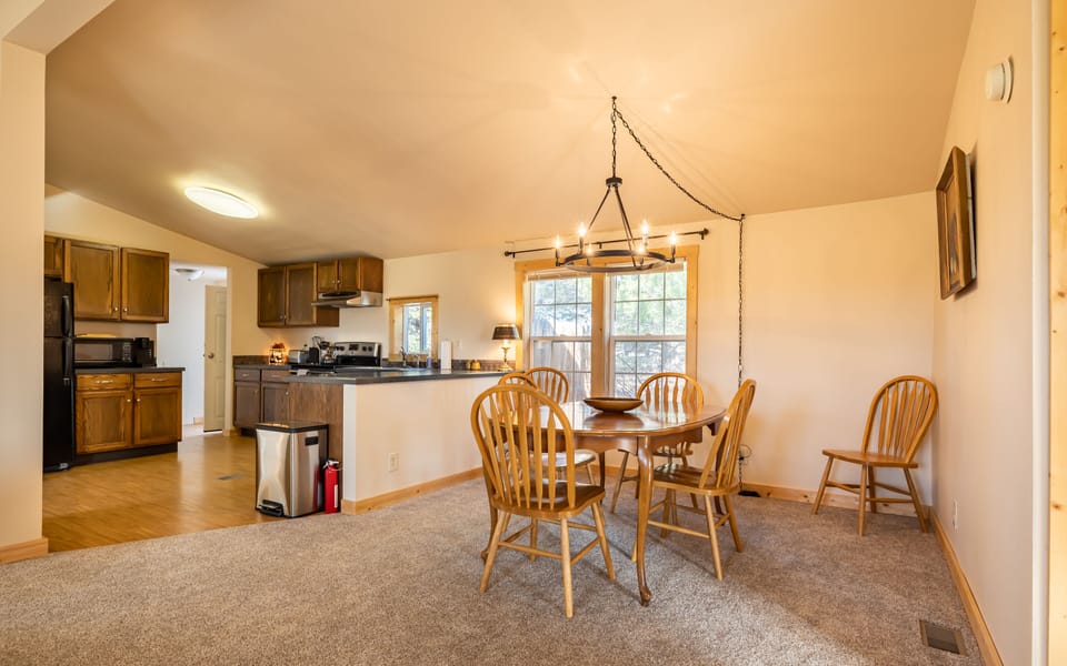 Dining area with easy access to kitchen