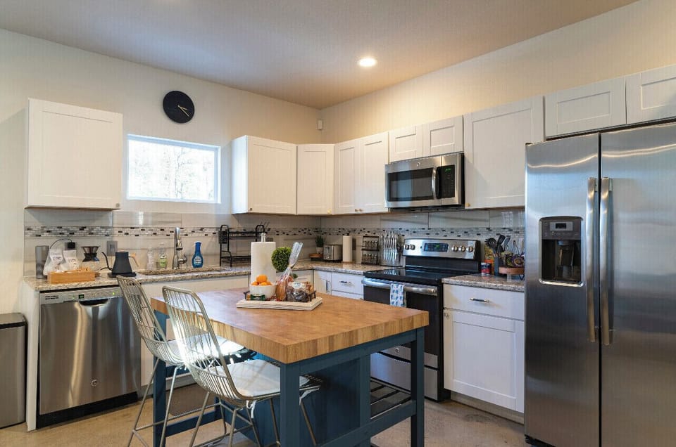 Kitchen island with welcome snacks (on rotation).