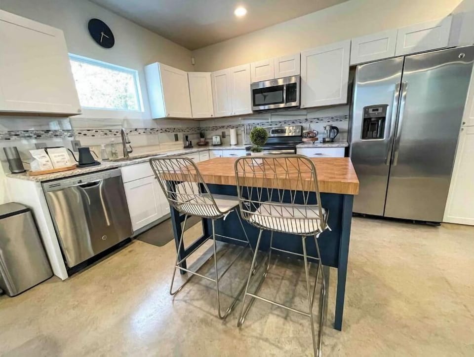 Fully-stocked kitchen.