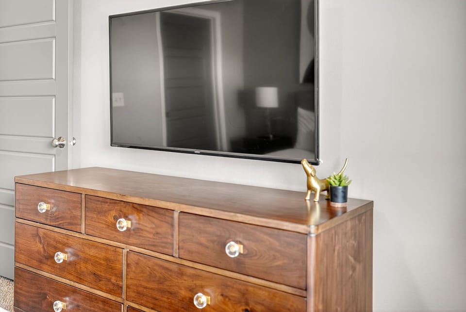 Full size dresser for you to use during your stay and the 55" smart TV is ready to go for streaming.