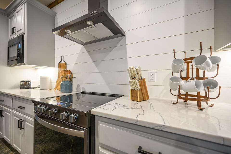 Oven and electric stove.