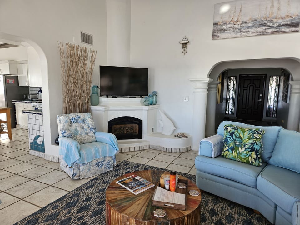 Plenty of comfy furniture. Big screen TV. Apple TV. BYOB Netflix passwords