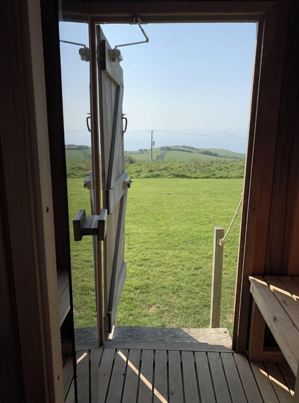 View from inside of the Shepherd's Hut 