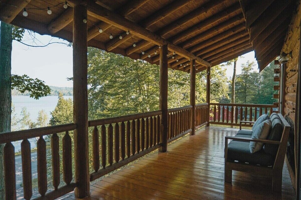 Front porch view overlooking Lime Lake (all new furniture)