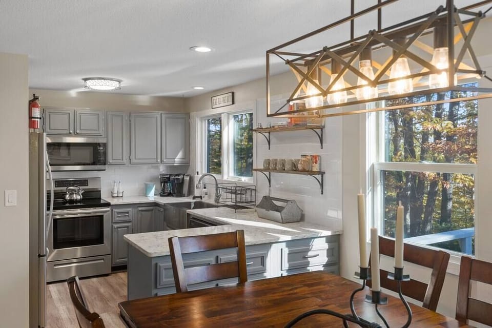 Dining room and updated kitchen.