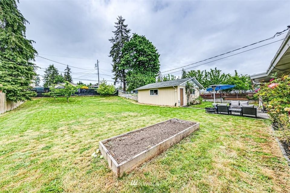 Large fenced backyard