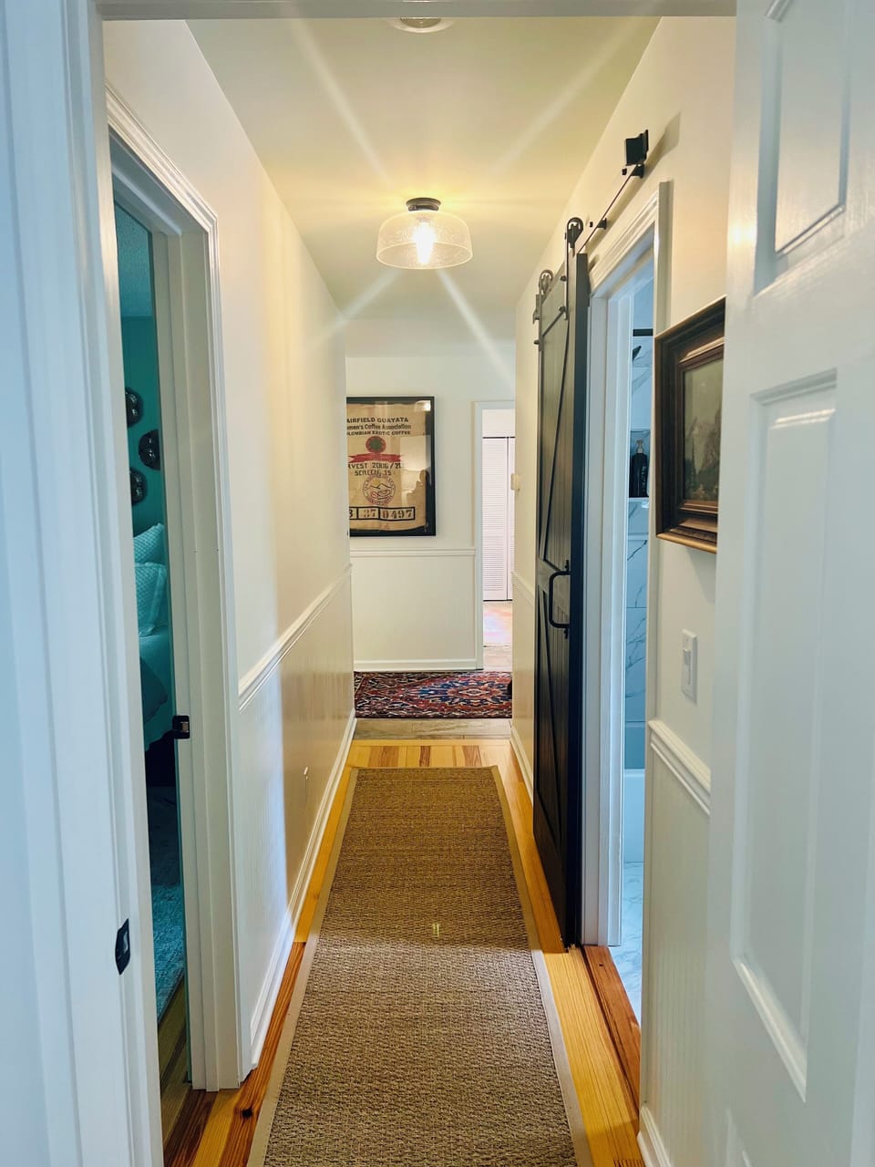 Hall with two bedrooms and bath