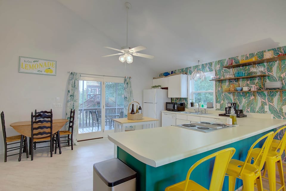 Open spacious kitchen with dining and counter seating