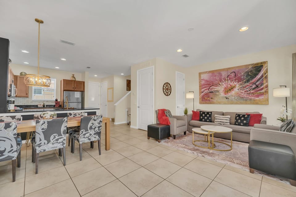 Large, open concept living room with ample seating for the whole family