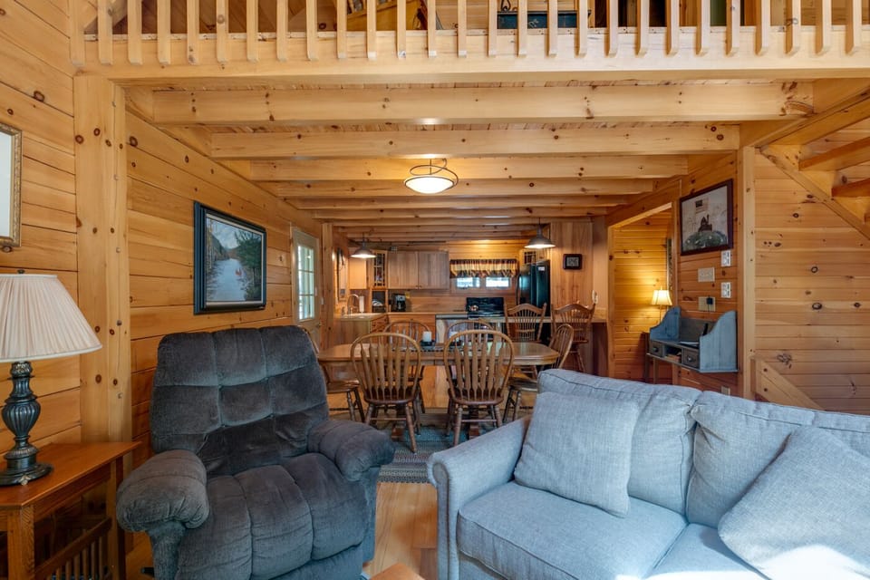 Open concept into the dining area and kitchen