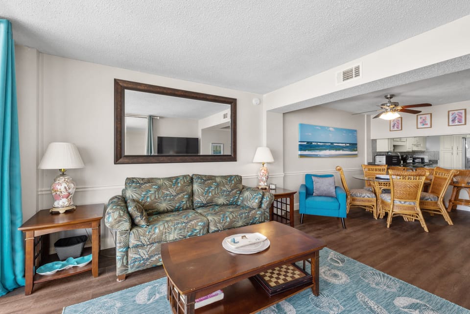 Perfect room for friends and family to gather around for movie night.