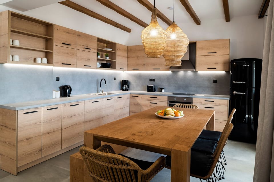 Fully equipped kitchen of Fully equipped apartment,Shared pool,Near beach,tavern,supermarket,Nea Magnissia,Rethymno,Crete