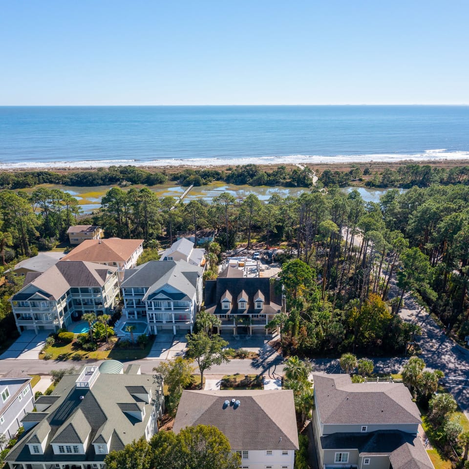 Arial view from front of home Burkes Beach access to the right