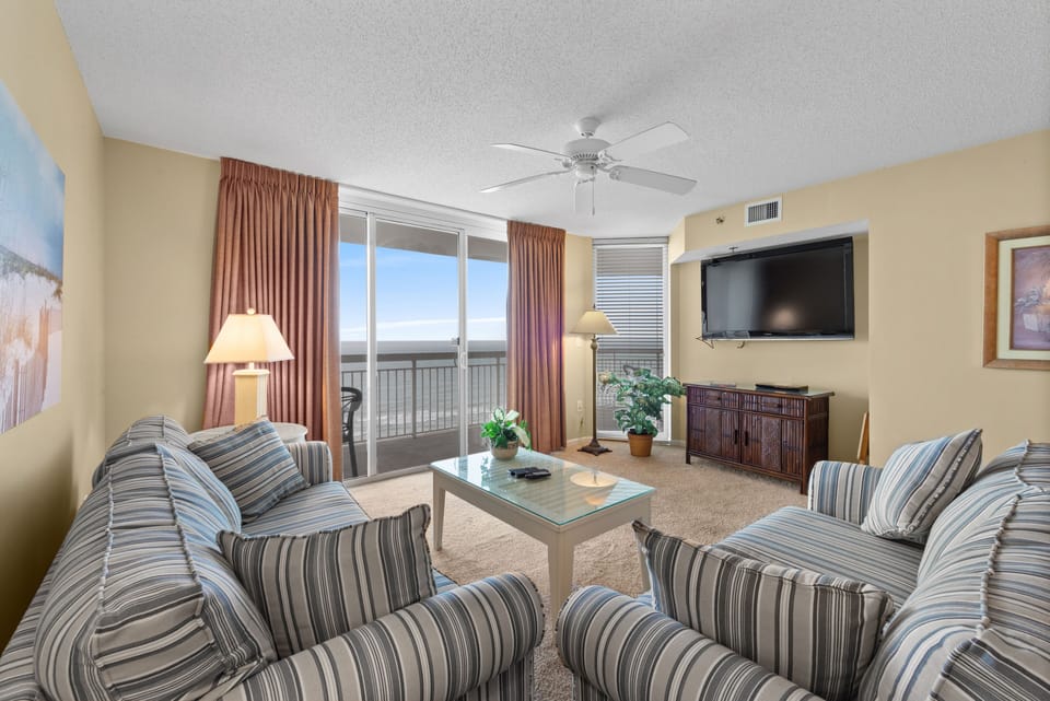 The ocean front living room is fabulous for movie night with the family.
