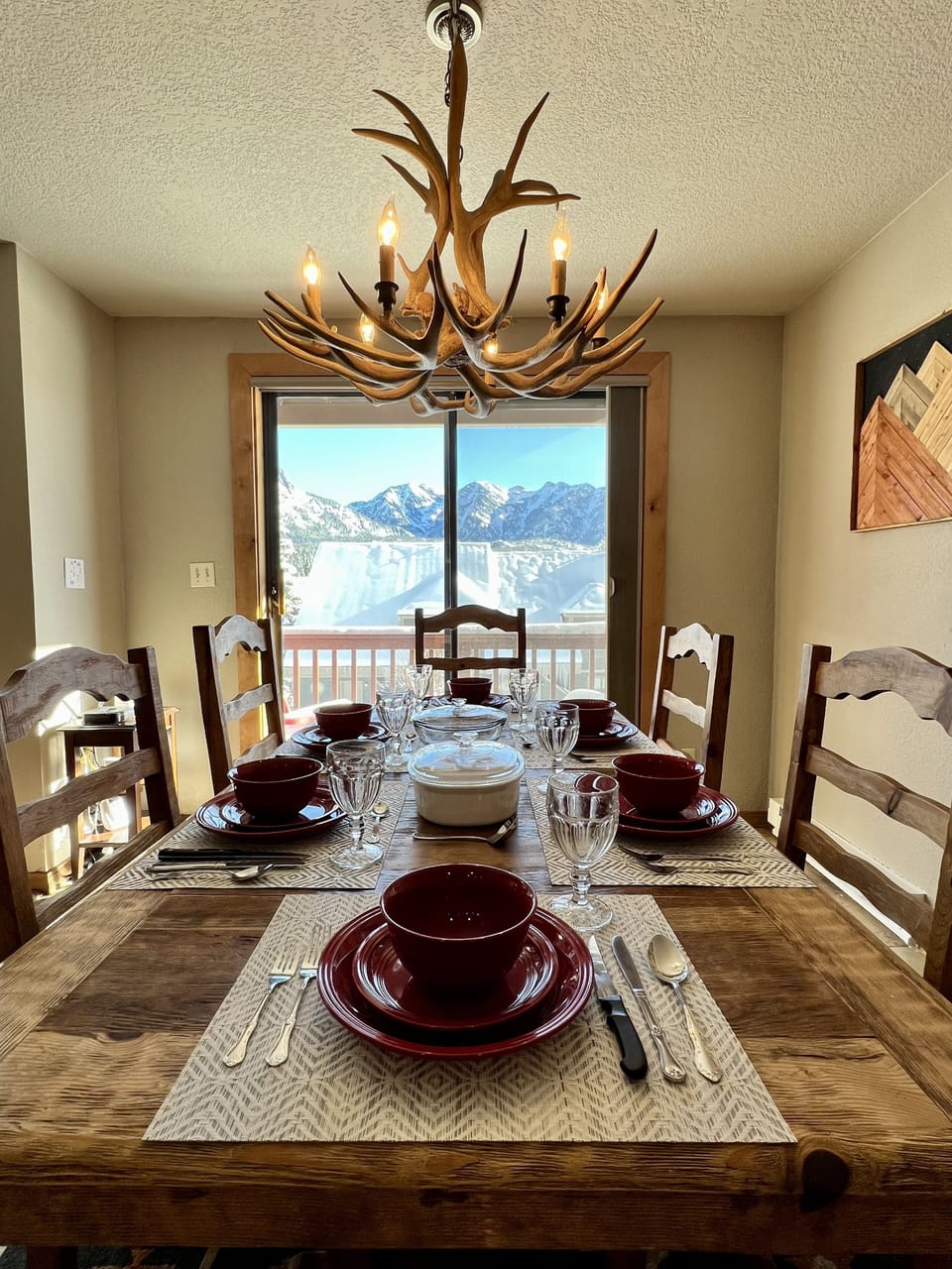 Plenty of dishware, serving dishes, and utensils for hosting family meals.