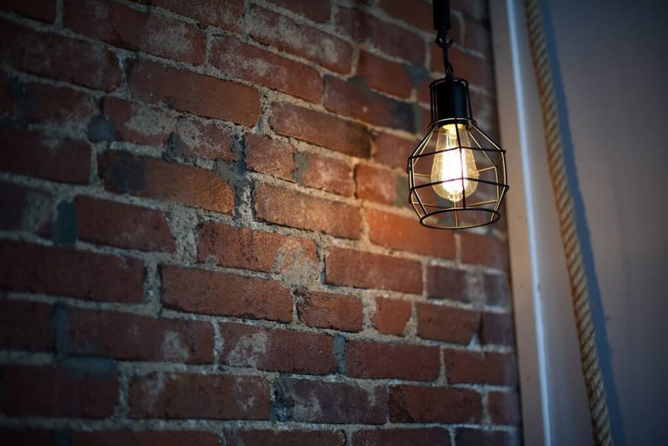 Exposed brick adds warmth and character