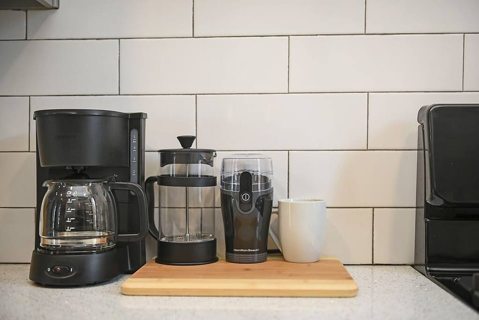 Start your day right with freshly brewed coffee! Our kitchen is equipped with a drip coffee maker, French press, and grinder for your convenience.