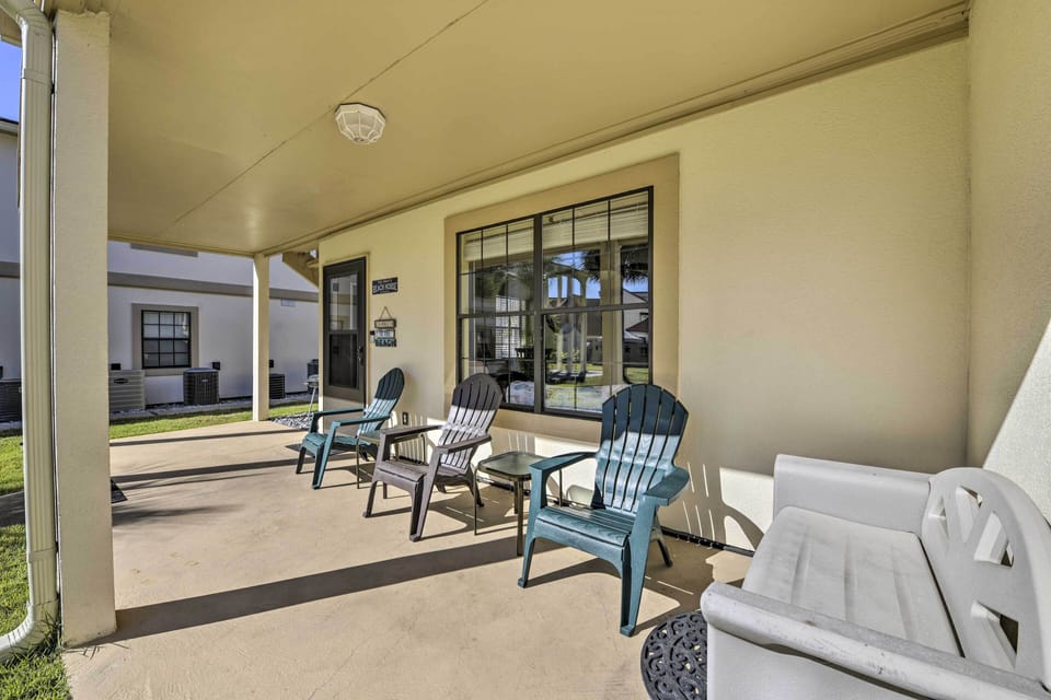 Condo Exterior | Covered Patio | 1st-Floor Condo