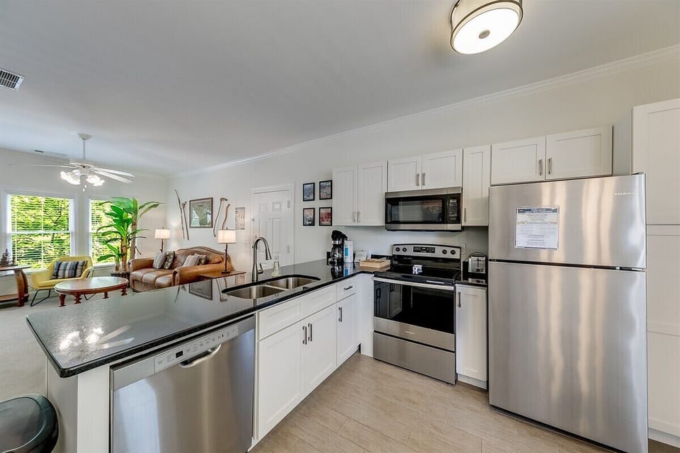 Kitchen with stainless steel appliances