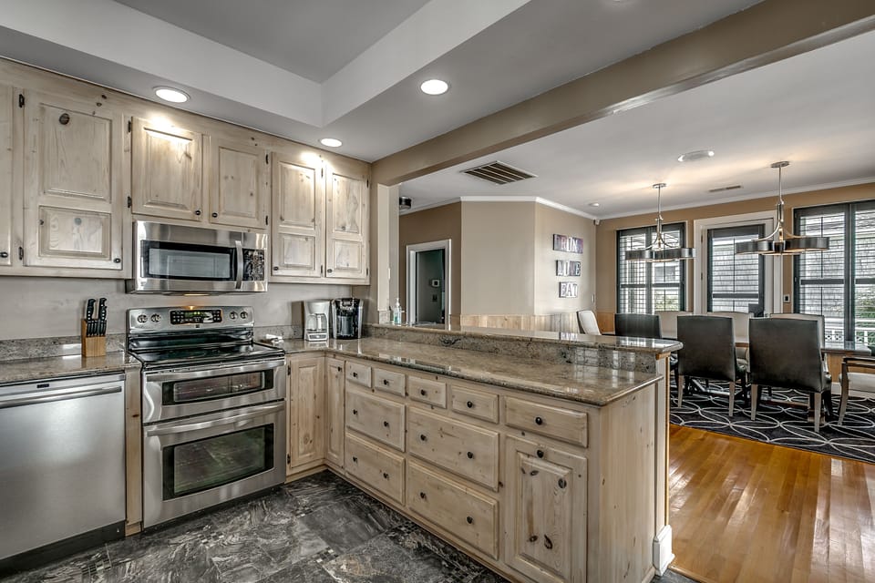 Contemporary kitchen with stainless steel appliances