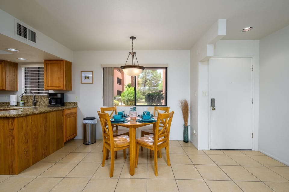 Dining area and front door.