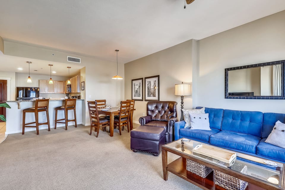 Living Area with Gulf View and Sleeper Sofa