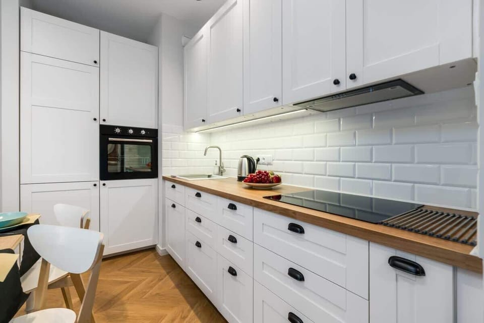 The fully equipped kitchenette includes everything you need for cooking a meal.