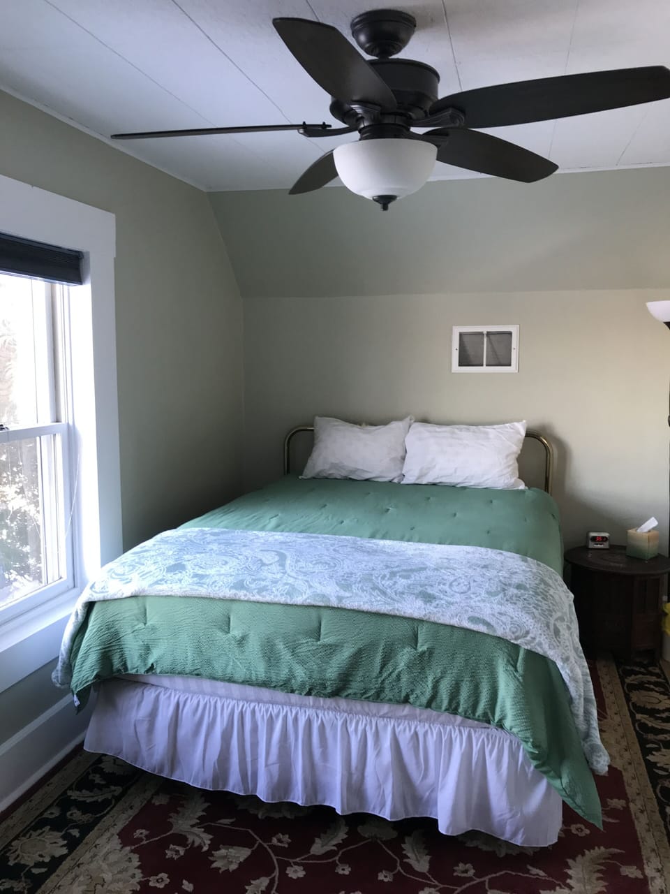 Northeast bedroom, queen size bed. 