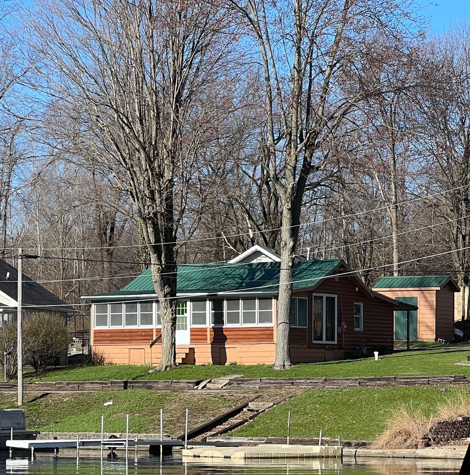 The cabin is perfectly situated just steps from the waterfront. 