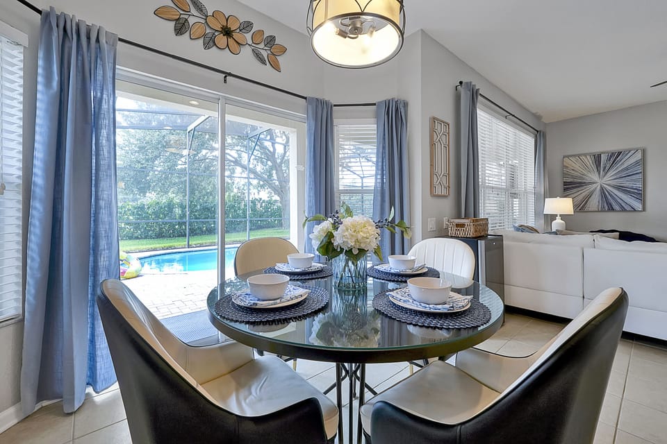 Dining table for a quick bite and wine/beverage fridge storage 
