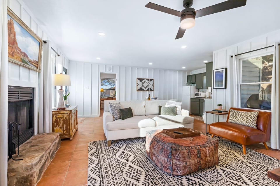 Living room with fireplace