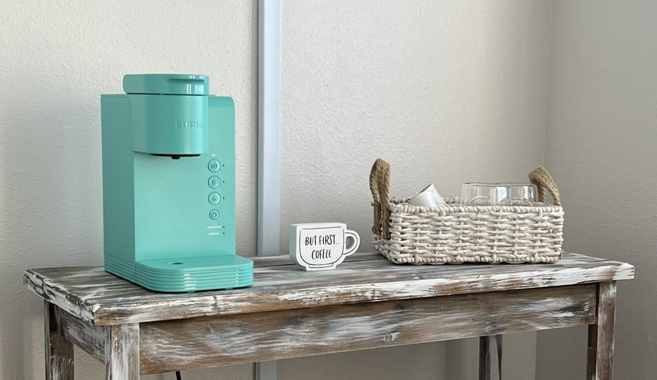 Coffee bar in master bedroom