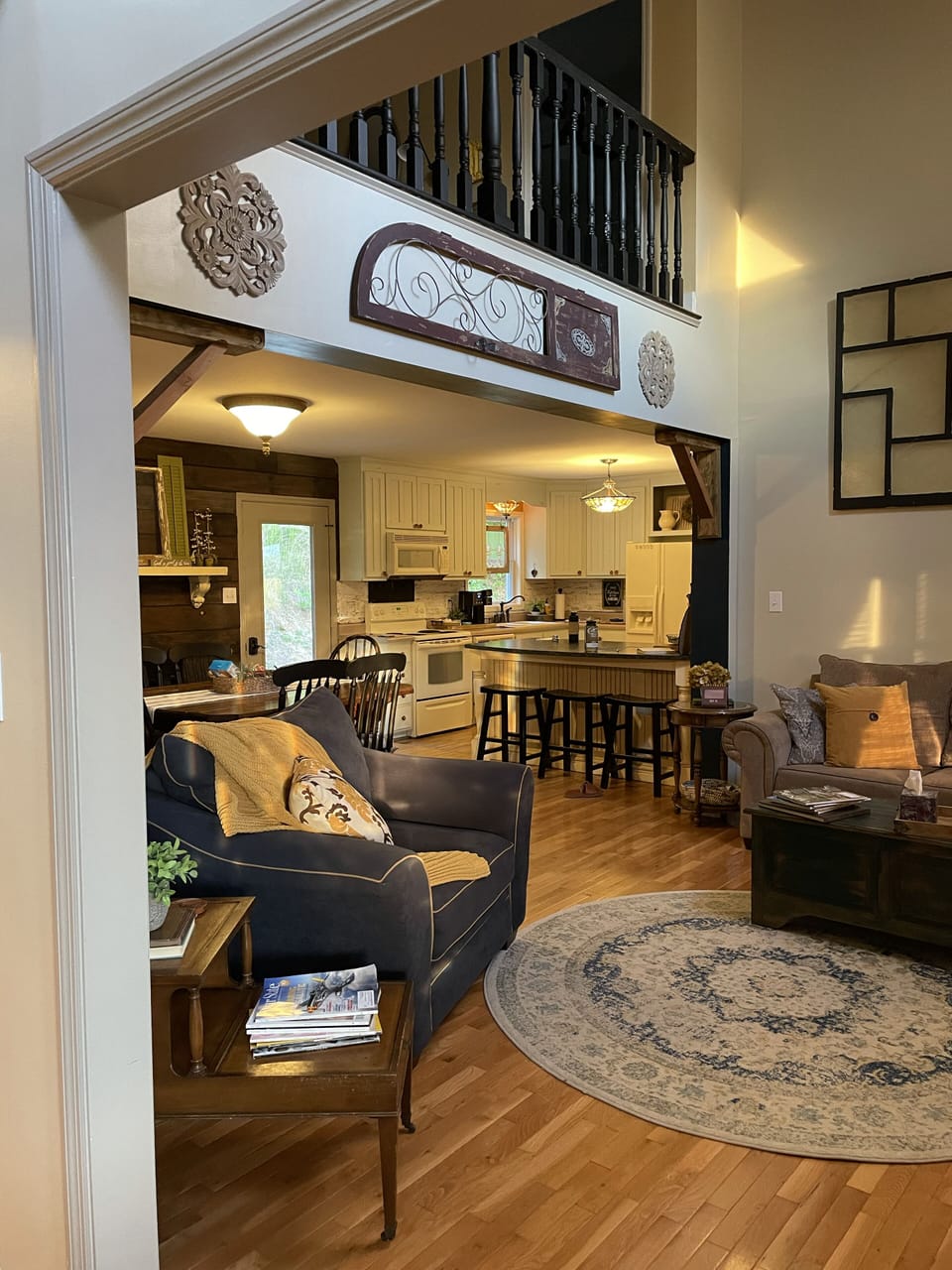 open floor plan kitchen, living room, dining room