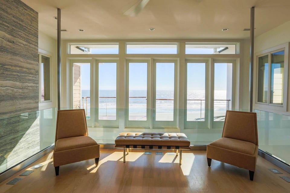 There are spectacular views of the ocean from nearly every room in the house.