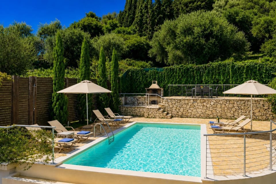 Private pool and terrace with sea views