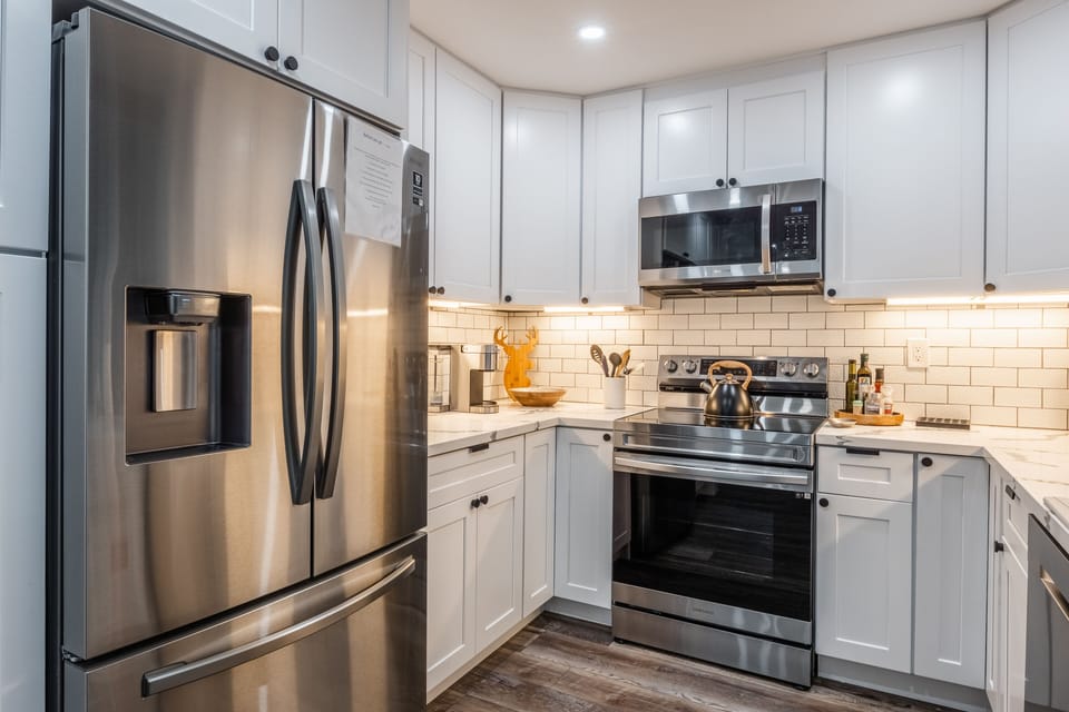 Refrigerator with filtered water and ice maker.