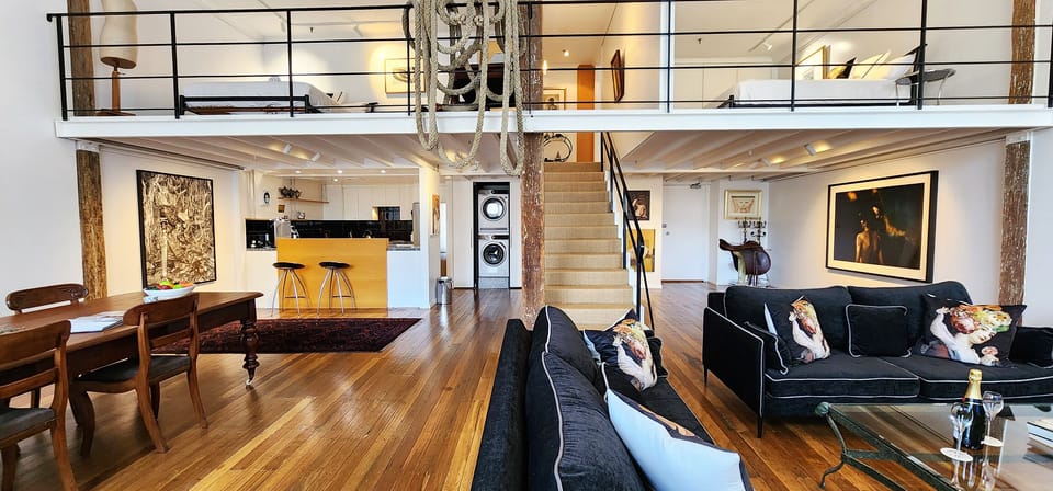Open plan - Living room, dining plus 2 bedroom upstairs overlook the living area