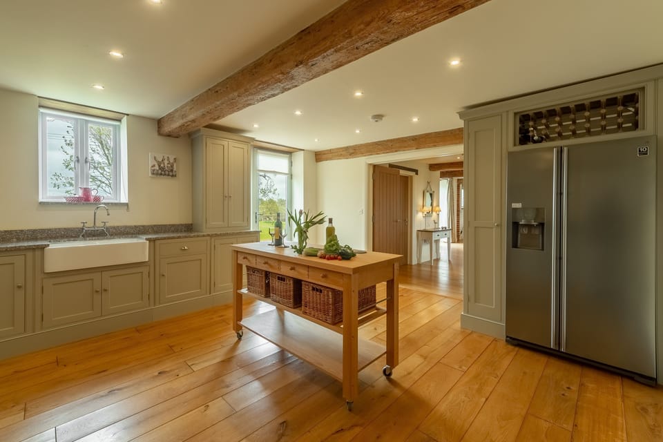Ground floor: Kitchen with large American fridge/freezer