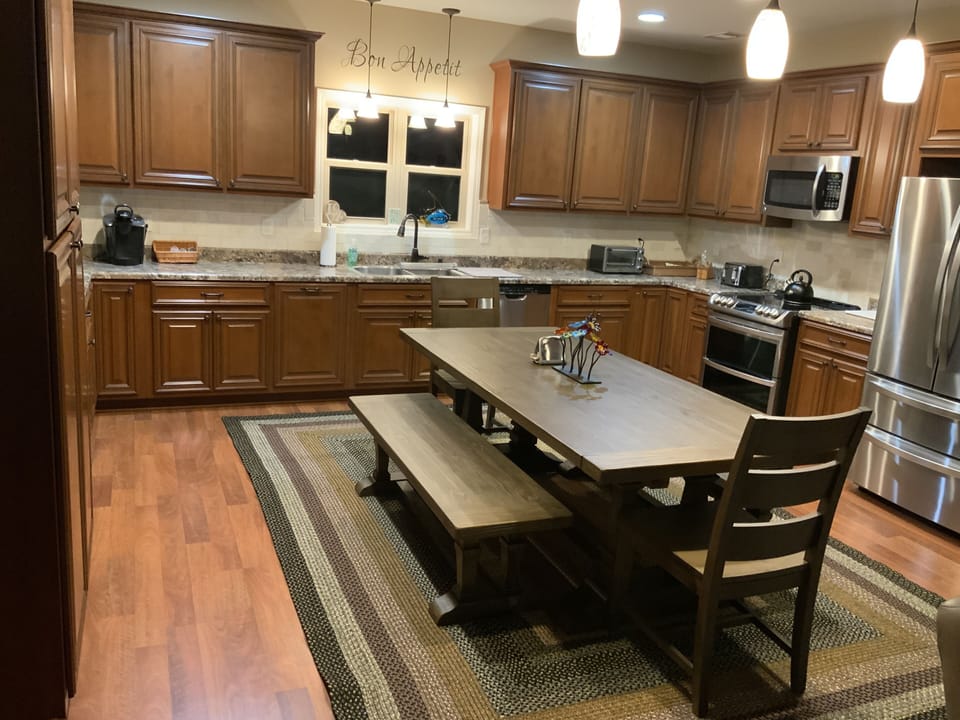 Dining for up to 12 with extra chairs and leaf extensions installed