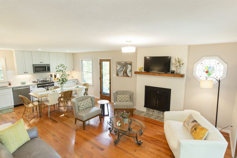 Comfy living spaces with lots of natural light 