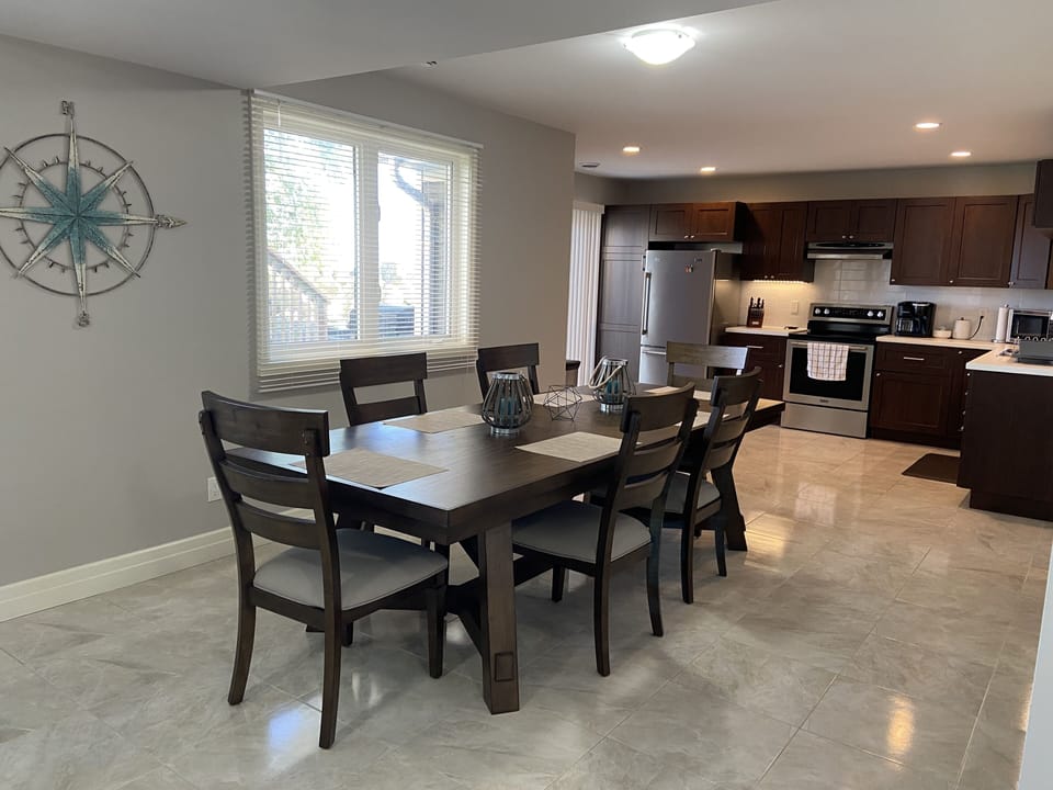 Large dining table seats up to 8