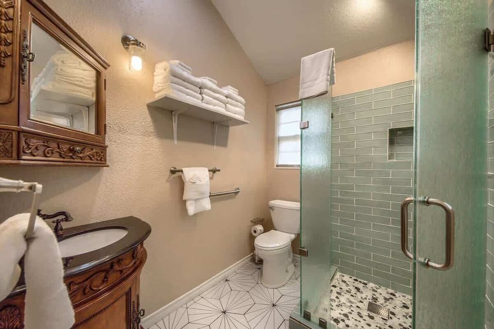 Master bath with spacious walk in shower.