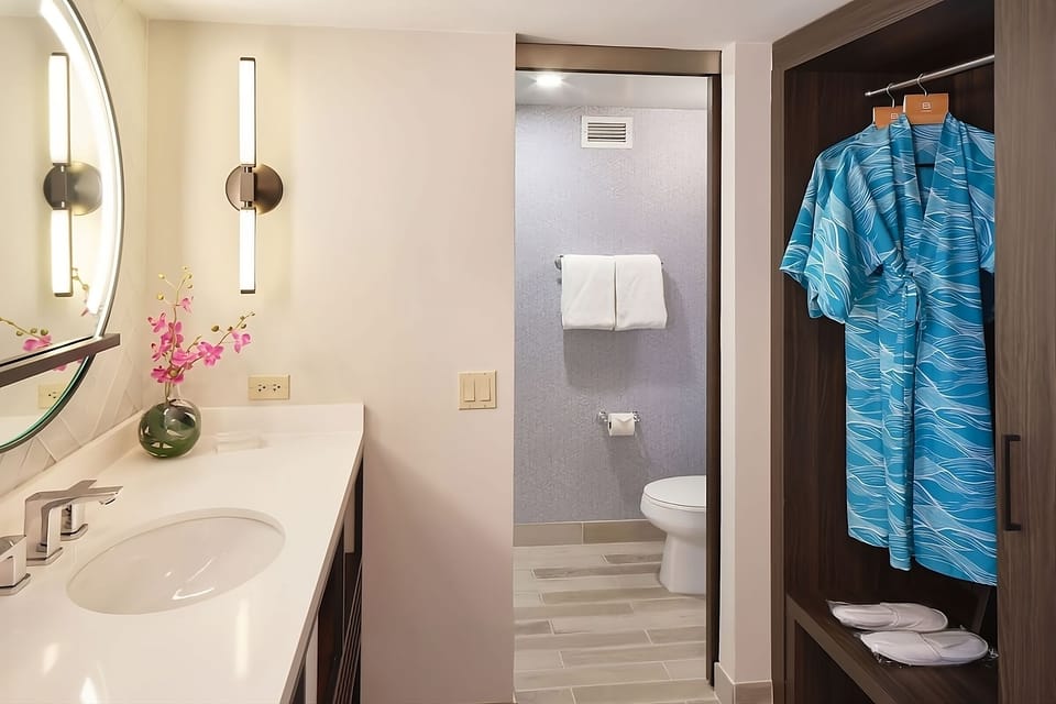 Slip into a cozy robe and unwind in spa-like calm.